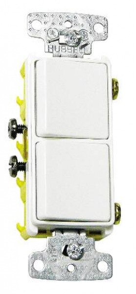 EA S/P DECORA DOUBLE ROCKER SWITCH, 15A WHT