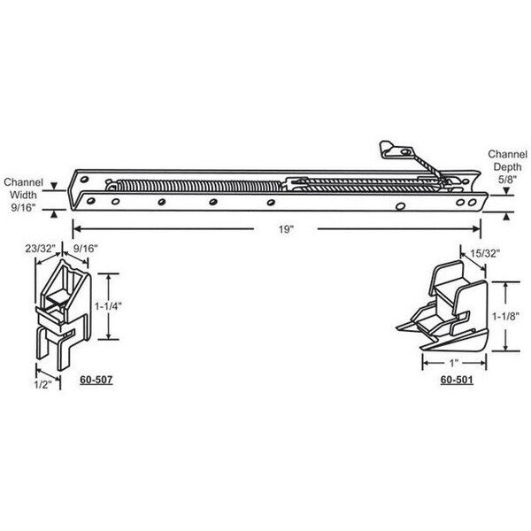 19in Window Channel Balance with Top and Bottom Guides 14-17lb Sash Weight
